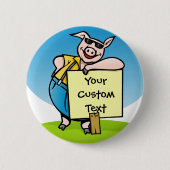 Schweinefleisch mit Schild Button (Vorderseite)