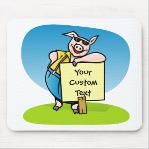 Schweinefleisch mit Schild Mousepad