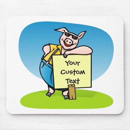 Schweinefleisch mit Schild Mousepad (Vorne)