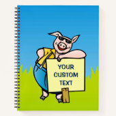 Schweinefleisch mit Schild Notizbuch (Vorderseite)