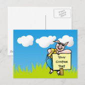 Schweinefleisch mit Schild Postkarte (Vorne/Hinten)