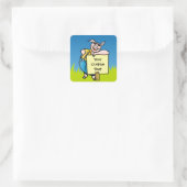 Schweinefleisch mit Schild Quadratischer Aufkleber (Tasche)