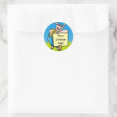 Schweinefleisch mit Schild Runder Aufkleber (Tasche)