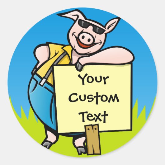 Schweinefleisch mit Schild Runder Aufkleber (Vorderseite)