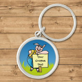 Schweinefleisch mit Schild Schlüsselanhänger