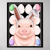 Schweinefleisch mit sonnigen Ohren und Ostereiern Poster (Vorne)