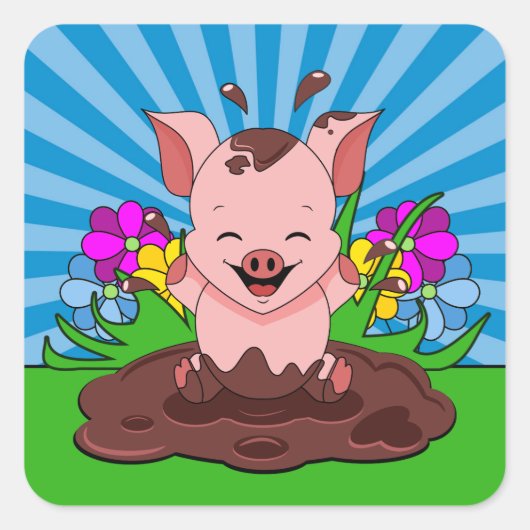 Schweinefleisch Quadratischer Aufkleber (Vorderseite)