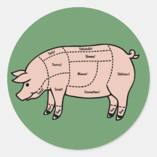 Schweinefleisch Runder Aufkleber