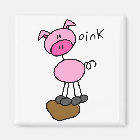 Schweinefleisch sagt Rosa T - Shirt und Geschenke Magnet (Vorne)