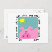 Schweinefleisch sagt Rosa T - Shirt und Geschenke Postkarte (Vorne/Hinten)