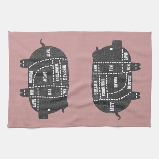 Schweinefleisch-Schnitte III Geschirrtuch (Horizontal)