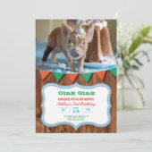 Schweinefleisch und Kuchen Einladung zum Geburtsta (Stehend Vorderseite)