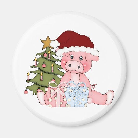Schweinefleisch und Weihnachtsbaum Magnet (Vorne)