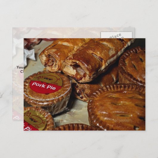 Schweinefleischkuchen und Wurstrollen Postkarte (Vorne/Hinten)
