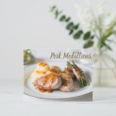 Schweinefleischmedaillons tenderloin mit Kartoffel Feiertagspostkarte (Stehend Vorderseite)