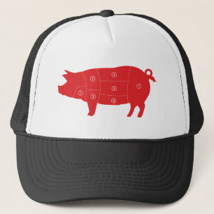 Schweinefleischstücke Chef Kocht Schwein Diagramm Truckerkappe