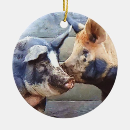 Schweineflüsterer Keramik Ornament (Vorne)