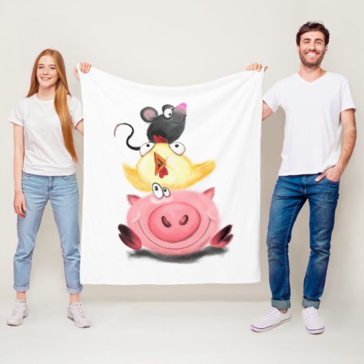 Schweinehähnchen und Maus Freunde Funny Fleece Bla (Beispiel)