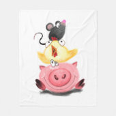 Schweinehähnchen und Maus Freunde Funny Fleece Bla (Vorderseite)