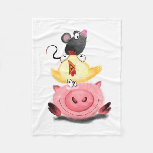 Schweinehähnchen und Maus Funny Baby Fleece Blanke (Vorderseite)