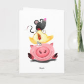 Schweinehähnchen und Mausfreunde Weihnachtskarte Karte (Rückseite)