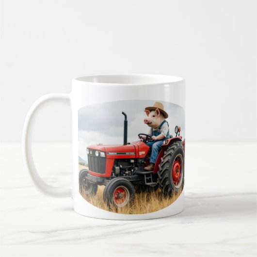 Schweinehund auf einer Traktortasse Kaffeetasse (Links)