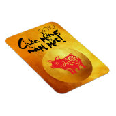 Schweinejahr 2019 Gruß im vietnamesischen Gold Mag Magnet (Rechte Seite)