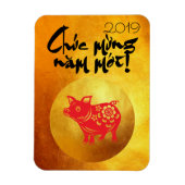 Schweinejahr 2019 Gruß im vietnamesischen Gold Mag Magnet (Vertikal)