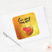 Schweinejahr 2019 Gruß in Vietnamesisch Gold Squar Quadratischer Aufkleber (Umschlag)