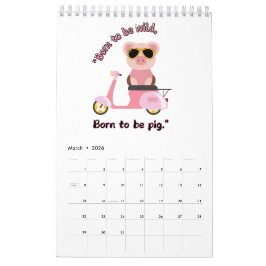Schweinekalender Kalender (Mär 2026)