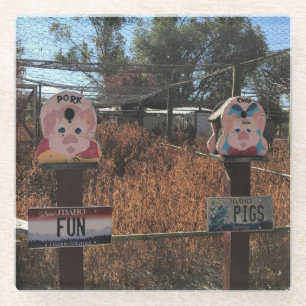 Schweinekanne, Schweine, Idaho Gewitzte Zeichen Glasuntersetzer