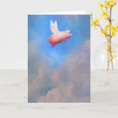 Schweinekarte mit Flügelgrusskarte Karte (Gelbe Blume)