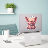 Schweinekleber, wo Kunst Aufkleber trifft (Laptop auf Schreibtisch)