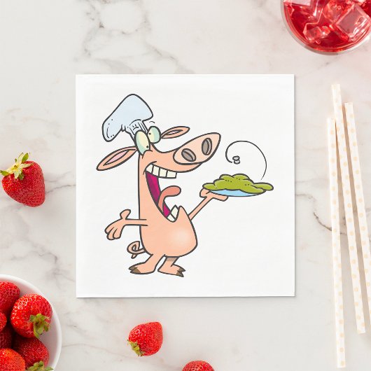 Schweinekoch mit Essen Serviette