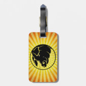 Schweinekopf; gelb gepäckanhänger (Rückseite vertikal)