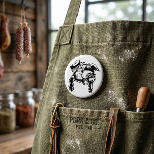 Schweinekopf-Landwirtschaftstier-Zeichnung in Schw Button