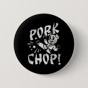 Schweinekotelett Sarkastisches Karate-Schwein Button