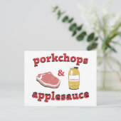 Schweinekoteletts & Apfelmus Postkarte (Stehend Vorderseite)