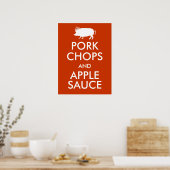 Schweinekoteletts und Apfelmus Poster (Küche)