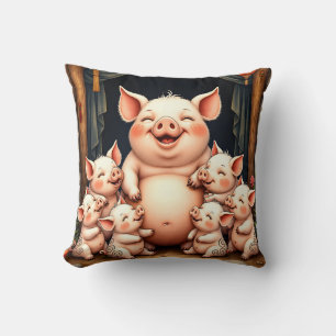 Schweinekunst – Mutter & Ferkel Kissen