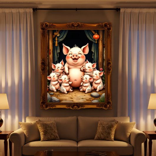 Schweinekunst – Mutter & Ferkel Poster