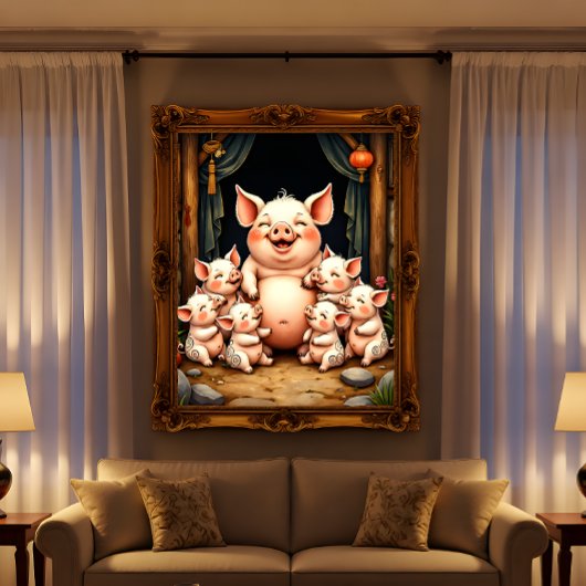 Schweinekunst – Mutter & Ferkel Poster