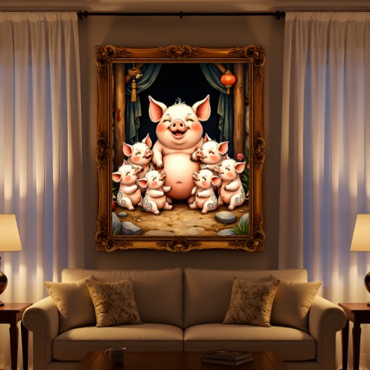 Schweinekunst – Mutter & Ferkel Poster