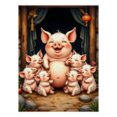 Schweinekunst – Mutter & Ferkel Poster (Vorderseite)