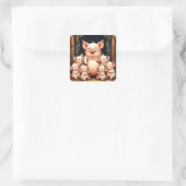 Schweinekunst – Mutter & Ferkel Quadratischer Aufkleber (Tasche)