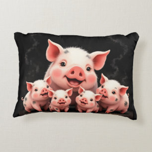 Schweinekunst – Muttersau und Ferkel Dekokissen