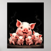Schweinekunst – Muttersau und Ferkel Poster (Vorne)