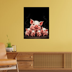 Schweinekunst – Muttersau und Ferkel Poster