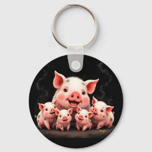 Schweinekunst – Muttersau und Ferkel Schlüsselanhänger