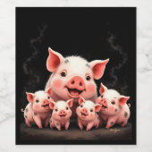 Schweinekunst – Muttersau und Ferkel Weinetikett (Einzelnes Label)